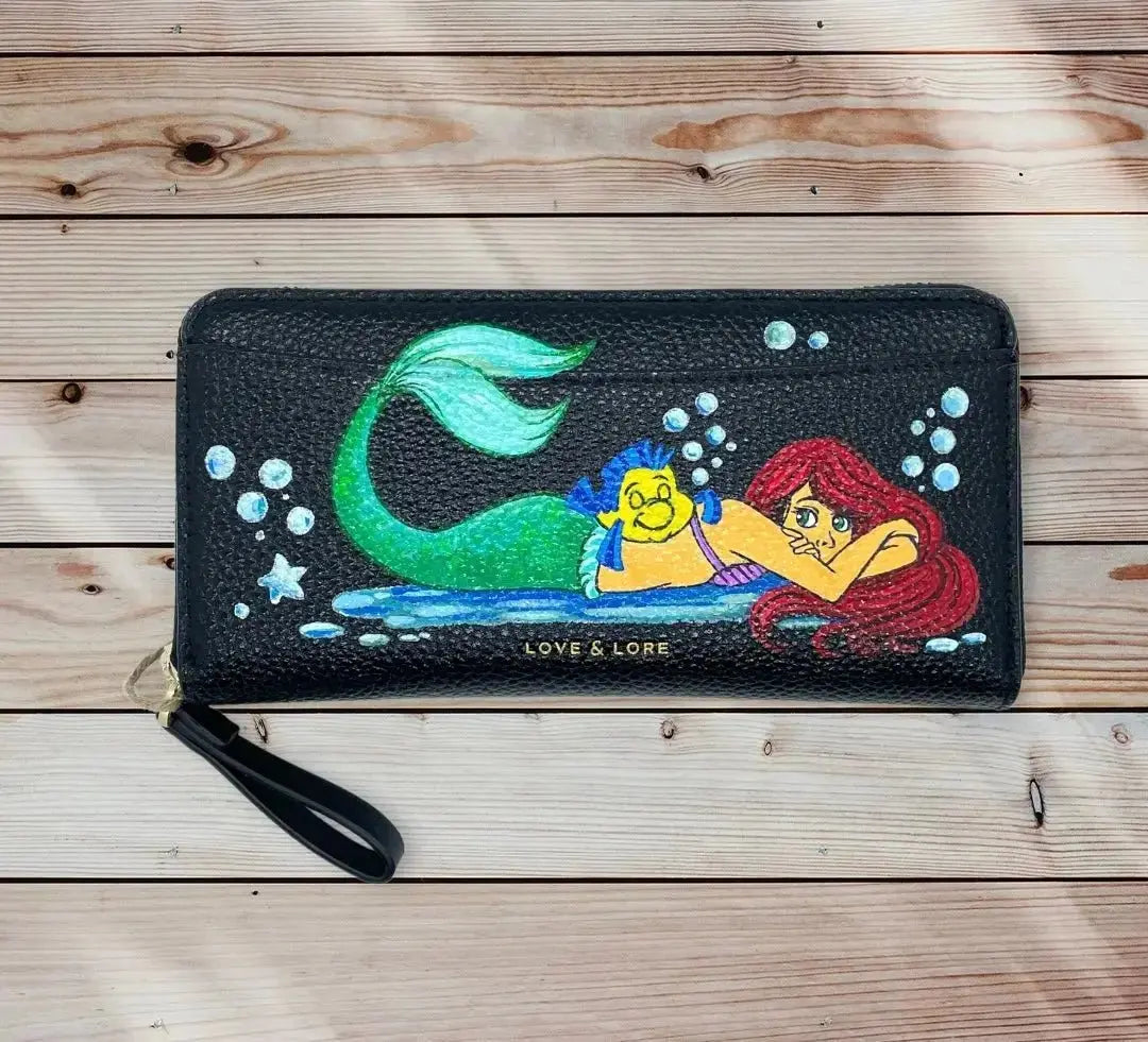 Hand Painted Artwork - Ariel Little Mermaid design - Love & Lore Wallet