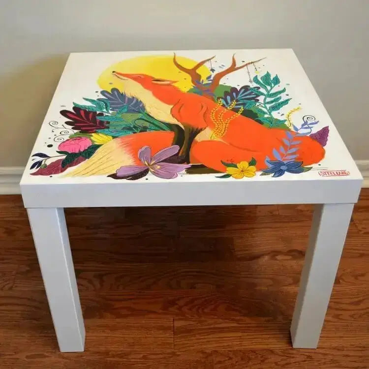 Hand Painted Fox on IKEA table - Original Painting Sttelland Boutique