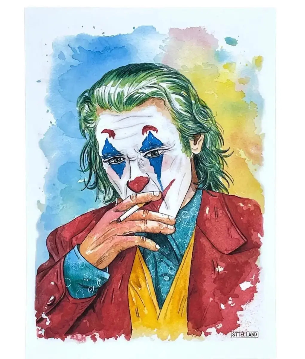 Joker in Watercolor poster print Wall Art Sttelland Boutique
