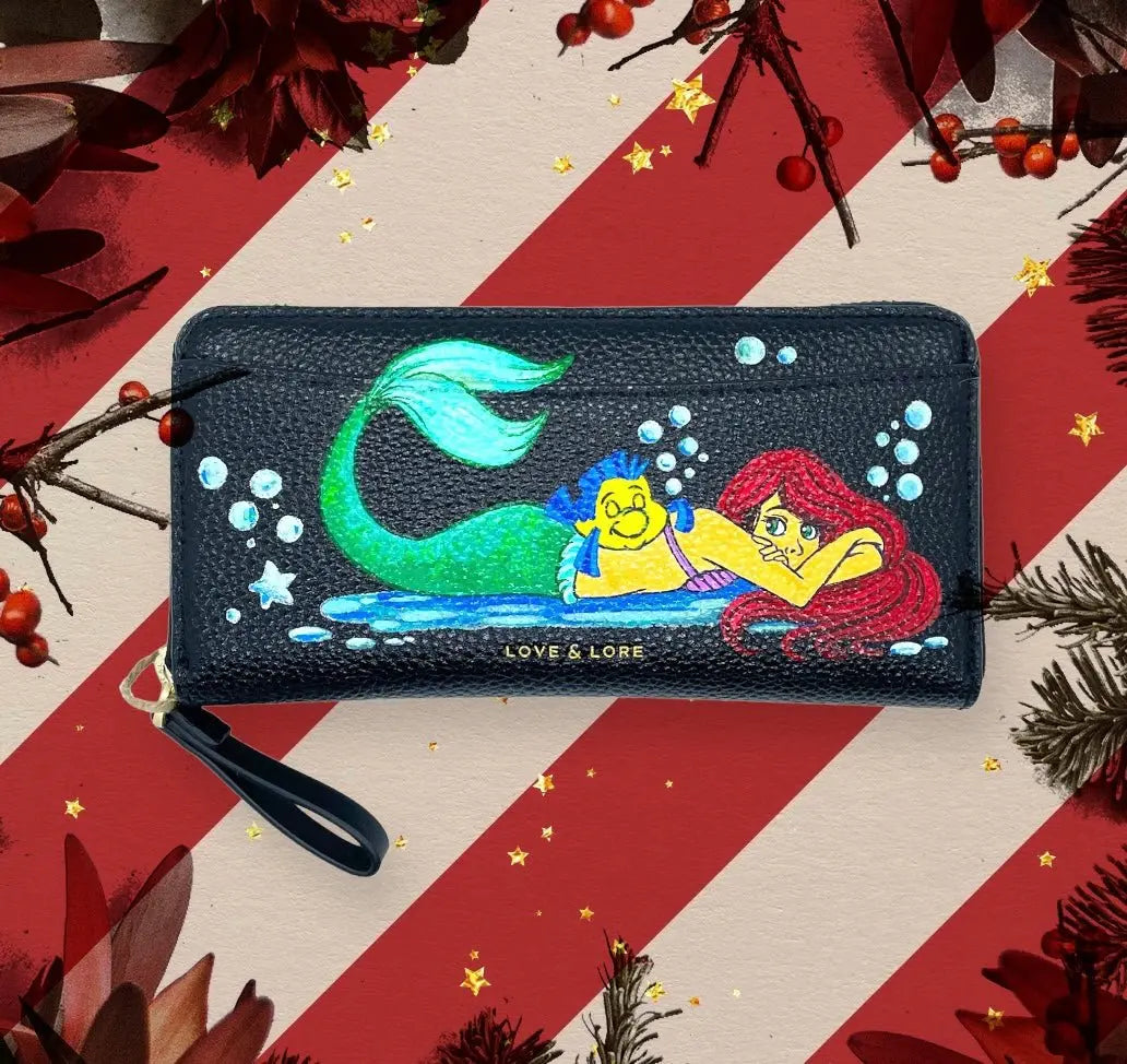 Hand Painted Artwork - Ariel Little Mermaid design - Love & Lore Wallet